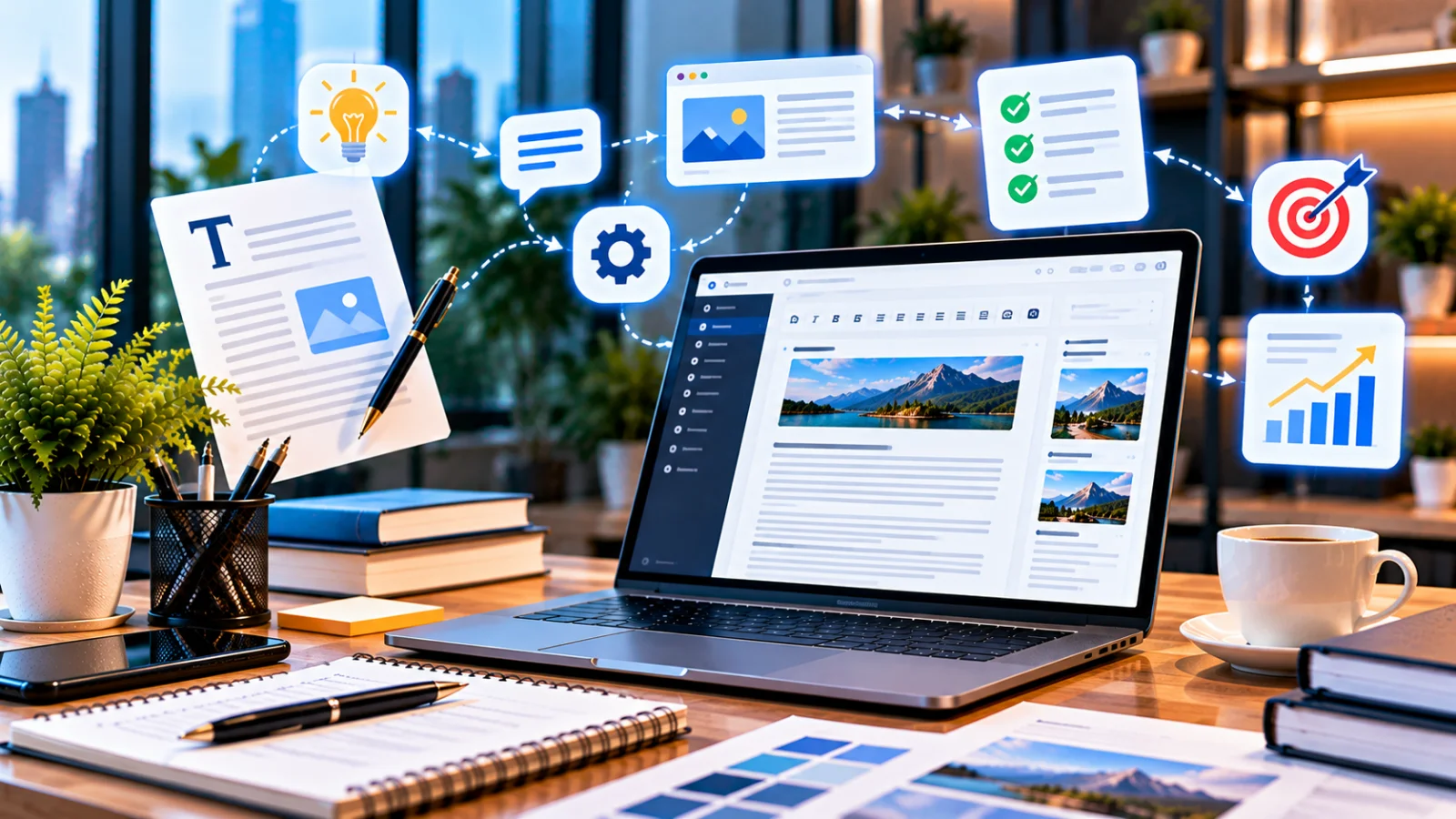 Professional content writing services team crafting SEO blog posts and landing page copy