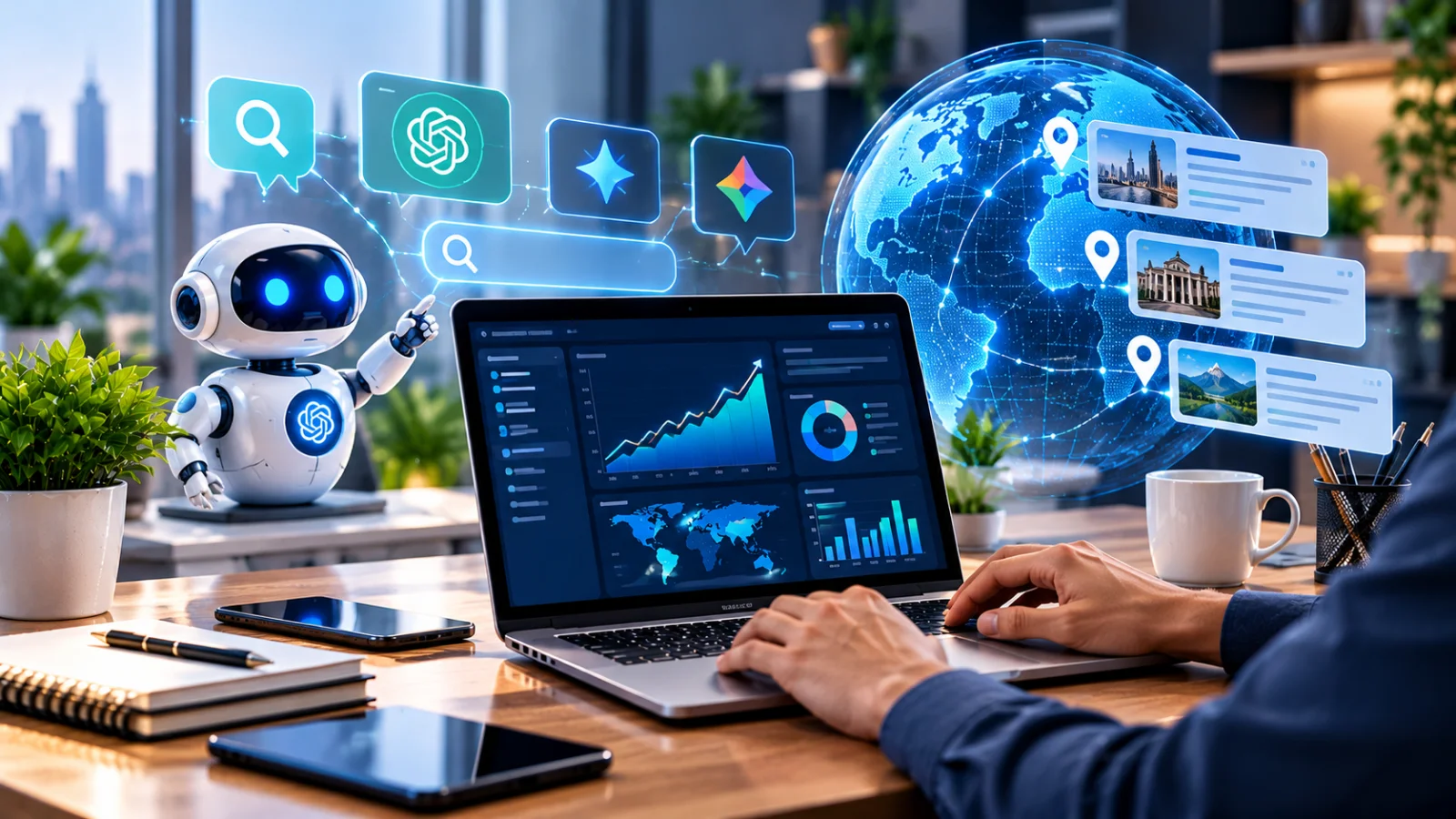 Professional SEO services team reviewing analytics