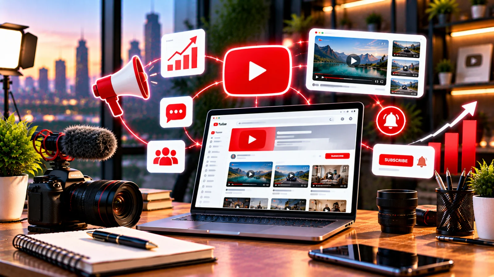 YouTube marketing and channel management services team editing videos and optimizing for search